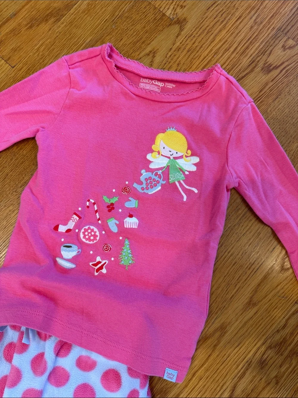 GAP Pink Long-Sleeve Fairy Top with Pink Polka Dot Pajama Pants